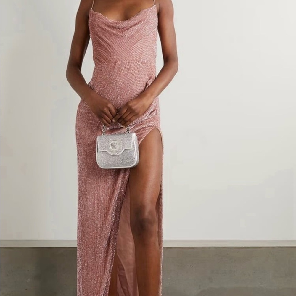 Retrofete Katya draped sequined chiffon gown